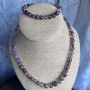 Amethyst phantom quartz necklace set 18’